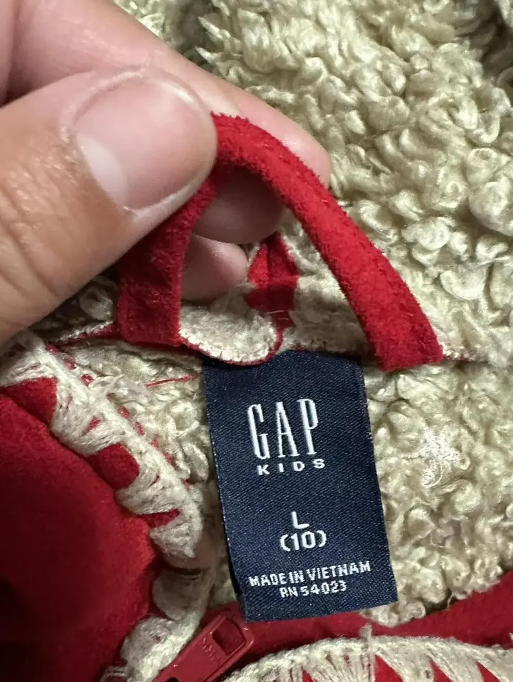 Y2K Red Gap Shearling Embroidered Jacket Size 10 kids